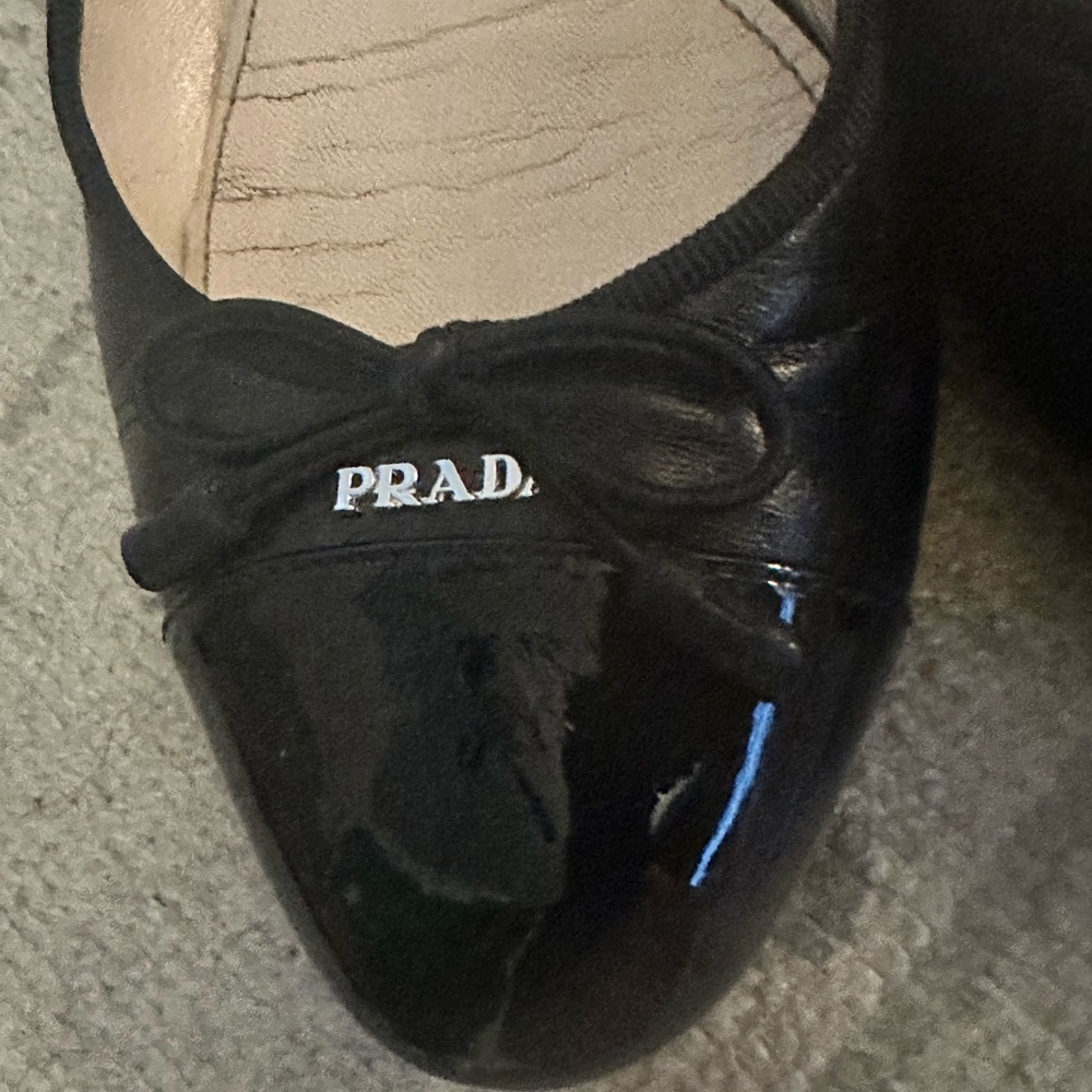 Prada Black Patent Leather Bow Ballet Flat